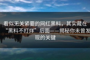 看似无关紧要的网红黑料，其实藏在“黑料不打烊”后面——揭秘你未曾发现的关键
