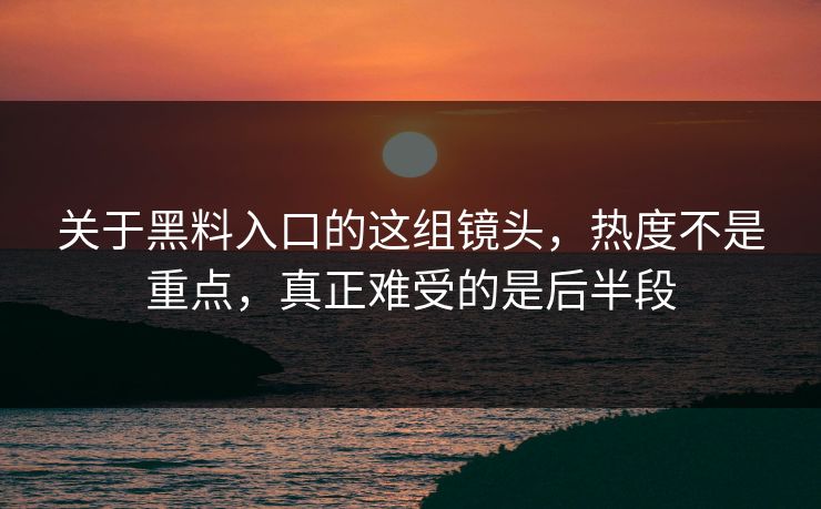 关于黑料入口的这组镜头,热度不是重点,真正难受的是后半段 关于黑料入口的这组镜头,热度不是重点,真正难受的是后半段
